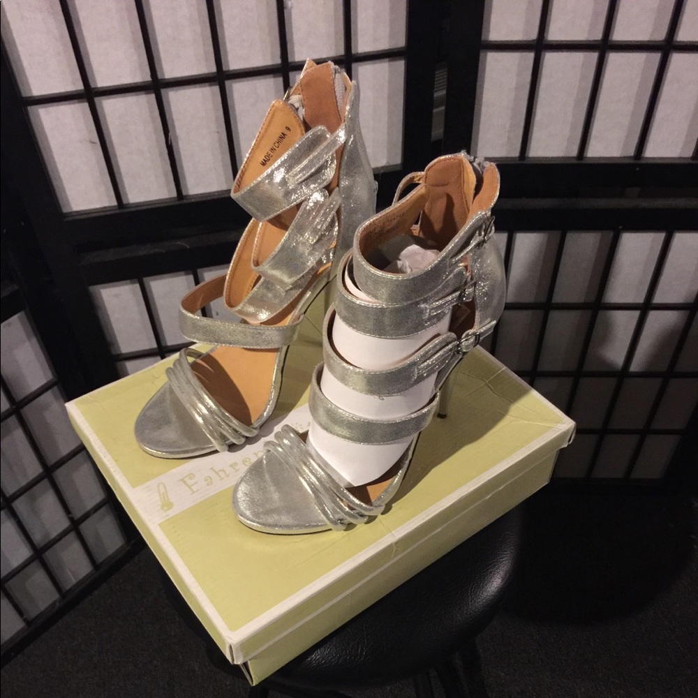 Silver glitter heels 5 inches